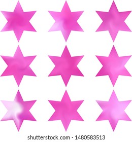Kit of hexagram blurred backgrounds. Good soft color concept. Cult sacred religious symbols. Pink modern abstract covers for your graphic design or creative projects.