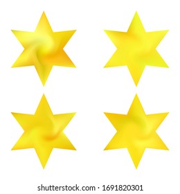 Kit of hexagram blurred backgrounds. Judaic sacred religious symbols. Good soft color theme. Yellow modern abstract covers for your graphic design or creative projects.