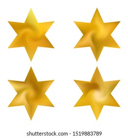 Kit of hexagram gradient backgrounds. Good soft color concept. Popular sacred religious symbols. Yellow modern, natural covers for your creative projects and graphic design.