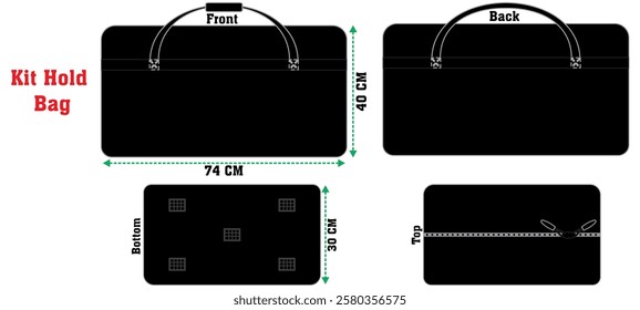 kit Hold Bags for Men Women, Sports Duffel Bag,, Vector Illustration, Bag Outline Template, Vector Clip Art Template