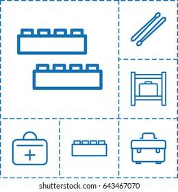 Kit icon. set of 6 kit outline icons such as luggage storage, toolbox, drum stick