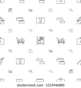 kit icons pattern seamless white background. Included editable line medical kit, luggage storage, first aid kit, child building luggage icons. icons for web and mobile.