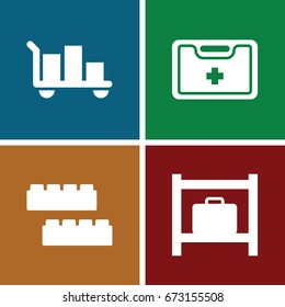 Kit icons set. set of 4 kit filled icons such as luggage storage