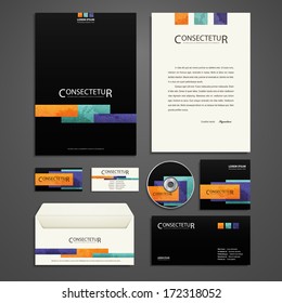 Kit of identity solutions for corporate or business which includes CD cover, business card, letter head designs. All in EPS10
