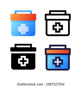 Kit Medical logo icon design in four style. Line, Glyph, Flat Gradient and Color Line style
