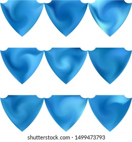 Kit of modern backgrounds in the form of a shield. Creative style of 80th. Trendy soft color board. Blue fluid colorful gradient shapes for your mobile app and screens.