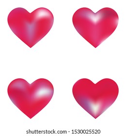 Kit of modern backgrounds hearts. Soft color effect. Cool fashion style of 90th, 80th. Pink fluid colorful gradient shapes for your mobile app and screens.
