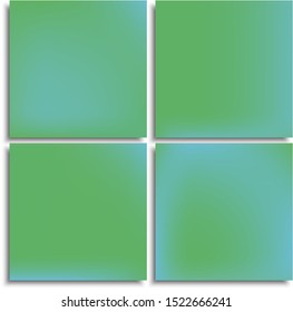 Kit of modern blurry original backgrounds. Magic backdrops with soft shadow. Vector illustration concept. Green abstract colorful design for poster, presentation and banner.