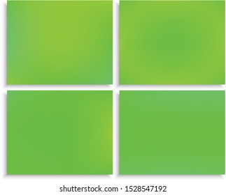 Kit of modern blurry original backgrounds. Creative backdrops with soft shadow. Vector illustration themes. Green abstract colorful design for poster, presentation and banner.