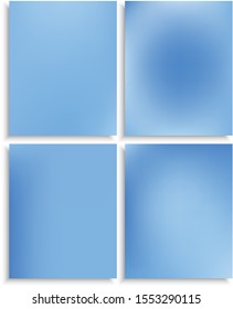 Kit of modern blurry original backgrounds. Vector illustration concept. Cool backdrops with soft shadow. Blue abstract colorful design for poster, presentation and banner.
