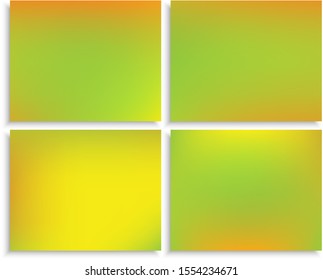 Kit of modern blurry original backgrounds. Vector illustration art. Magic backdrop with soft shadow. Yellow abstract colorful design for poster, presentation and banner.