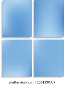 Kit of modern blurry original backgrounds. Clean backdrops with soft shadow. Vector illustration elements. Blue abstract colorful design for poster, presentation and banner.