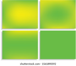 Kit of modern blurry original backgrounds. Vector illustration flyers. Flat backdrops with soft shadow. Green abstract colorful design for poster, presentation and banner.