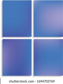 Kit of modern blurry original backgrounds. Magic backdrops with soft shadow. Vector illustration pastel. Blue abstract colorful design for poster, presentation and banner.