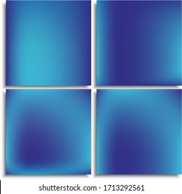 Kit de modernos fondos originales y borrosos. Hermosos telones de fondo con una suave sombra. Ilustración vectorial pastel. Diseño de color azul abstracto para afiche, presentación y banner.