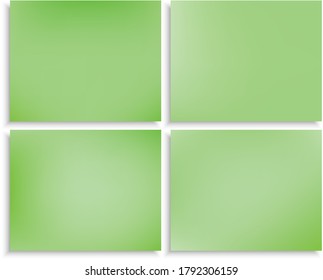 Kit of modern blurry original backgrounds. Vector illustration textures. Fresh backdrops with soft shadow. Green abstract colorful design for poster, presentation and banner.