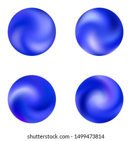 Kit with modern round mesh backgrounds. Trendy soft color illustration. Holographic retro style of 80th. Blue celebration templates for your cards, invitation, brochure and calendar.