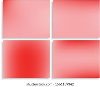 Kit of original gradient mesh backgrounds. Vector illustration flyers. Minimal backdrops with soft shadow. Pink modern abstract design for mobile app and user interface.