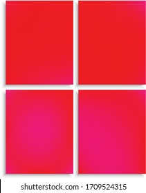 Kit of original gradient mesh backgrounds. Cool backdrops with soft shadow. Vector illustration themes. Red modern abstract design for mobile app and user interface.