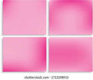 Kit of original gradient mesh backgrounds. Clean backdrops with soft shadow. Vector illustration elements. Pink modern abstract design for mobile app and user interface.