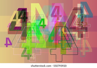 kit over artistic place, powerful Number 4 vector background of work