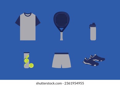 Kit padel illustrations. Padel equipment set vector design