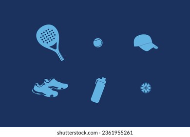 Kit padel illustrations. Padel equipment set vector design