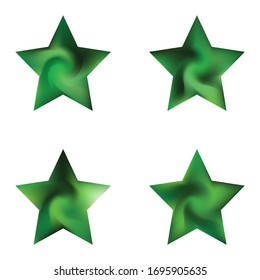 Kit of pentagram blurred backgrounds. Cool style of 90th, 80th. Trendy soft color art. Green modern abstract covers for your graphic design or creative projects.