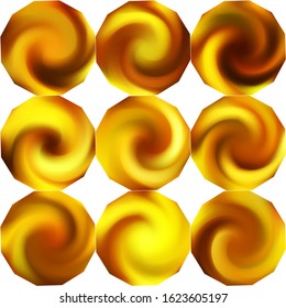 Kit of polygonal abstract backgrounds. Trendy soft color concept. Surreal style of 90th, 80th. Yellow smooth elegant colored, and easy editable modern gradient templates.