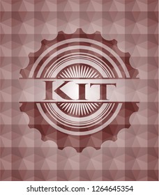 Kit red seamless emblem or badge with abstract geometric polygonal pattern background.