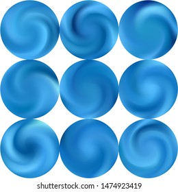 Kit with round colored abstract backgrounds. Creative retro style of 80th. Trendy soft color effect. Blue modern, natural covers for your creative projects and graphic design.