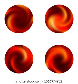 Kit with round colored abstract backgrounds. Minimal retro style of 80th. Trendy soft color theme. Red modern, natural covers for your creative projects and graphic design.
