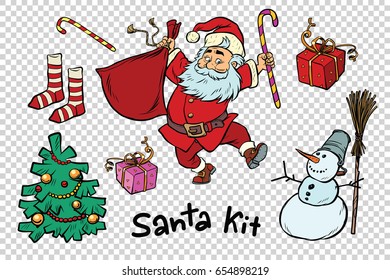 Kit Santa set Christmas New year items and characters