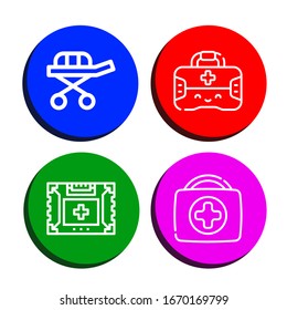 kit simple icons set. Contains such icons as Stretcher, First aid kit, can be used for web, mobile and logo