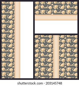 kit of three postcards decorated with flowers in baroque style 
