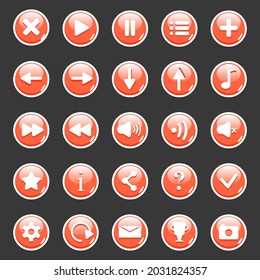 Botones de vidrio redondo vector Kit para desarrollo móvil, juegos casuales, ui kit
