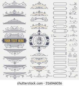 Kit of Vintage Elements for  Banners, Invitations, Posters, Placards, Badges or Logotypes.
