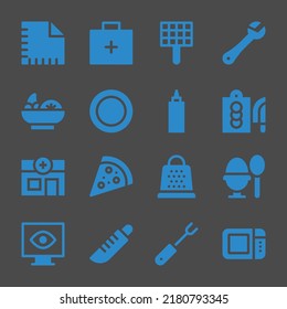 kit web icons. Napkin and Emergency kit, Wrench and Cutting board symbol, vector signs