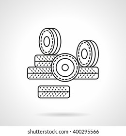 Kit of wheels for roller skates. Spare parts and accessories for rollers, skateboard, longboard. Activity lifestyle. Vector icon flat thin line style. Element for web design, business, mobile app. 