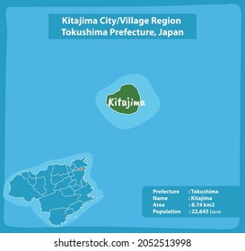 Kitajima City Village Region Tokushima Prefecture Map, Japan