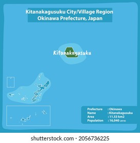 Kitanakagsuku City Village Region Okinawa Prefecture Map, Japan