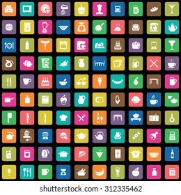 kitchen 100 icons universal set for web and mobile