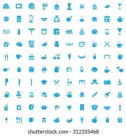 kitchen 100 icons universal set for web and mobile
