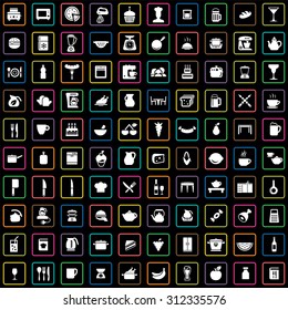 kitchen 100 icons universal set for web and mobile