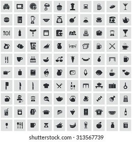 kitchen 100 icons universal set for web and mobile 