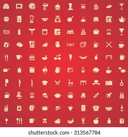 kitchen 100 icons universal set for web and mobile 