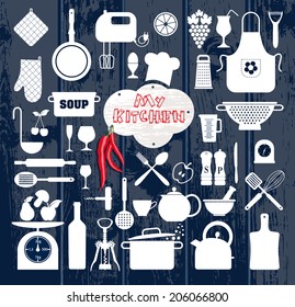Kitchen abstract icons set