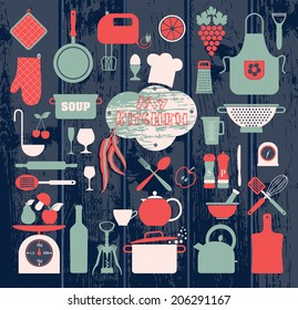 Kitchen abstract icons set