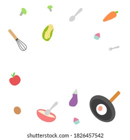 Accesorios de cocina y comida, plantilla, gráficos vectoriales