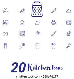 Kitchen and accessories Icons on white background